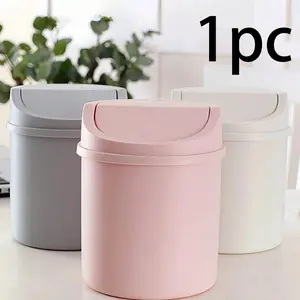 Mini Trash Can with Lid, Small Desktop Waste Bin, Rotating Top Cover, Odor-Proof, Ideal for Bathroom, Office, Living Room, Back-To-School Essentials
