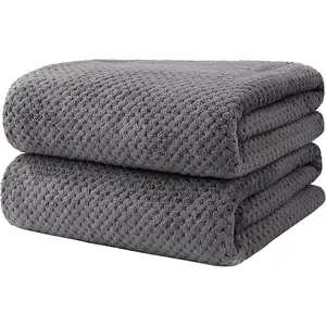 Bath Towels Pack of 2, (27 x 54 Inches) Microfiber Ultra Soft Highly Absorbent Bath Towel Set, Lightweight and Quick Drying Towels for Body, Sport, Yoga, SPA, Fitness, Grey