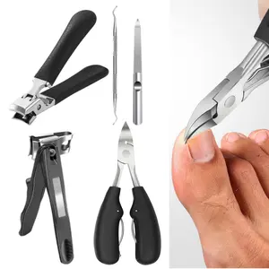 A set of 5 Toenail Clippers for Thick Toenails for Seniors, Angled Head Large Toe Nail Clippers Set for Men, Heavy Duty Ingrown Toenail Clippers with Long Handle, Ultra Sharp Slanted Nail Cutter Wide Jaw - Tools & Hardware.