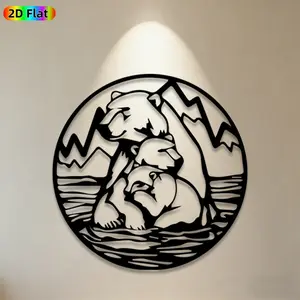 1pc Bear Family Metal Wall Art,Bear Family Statue Mural, Ideal Gift for New Year, Christmas, Bear Decor Enthusiasts, Rust-Resistant Metal Wall Decor Wall Sculptures, Perfect for Home Wall & Garden Fence Wildlife Enthusiasts