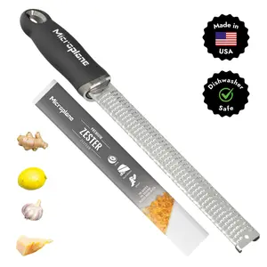 Microplane Premium Classic Series Zester - Ultra-Sharp Stainless Steel Grater for Citrus, Cheese, Garlic, Ginger, Chocolate - Soft-Grip Handle, Dishwasher Safe