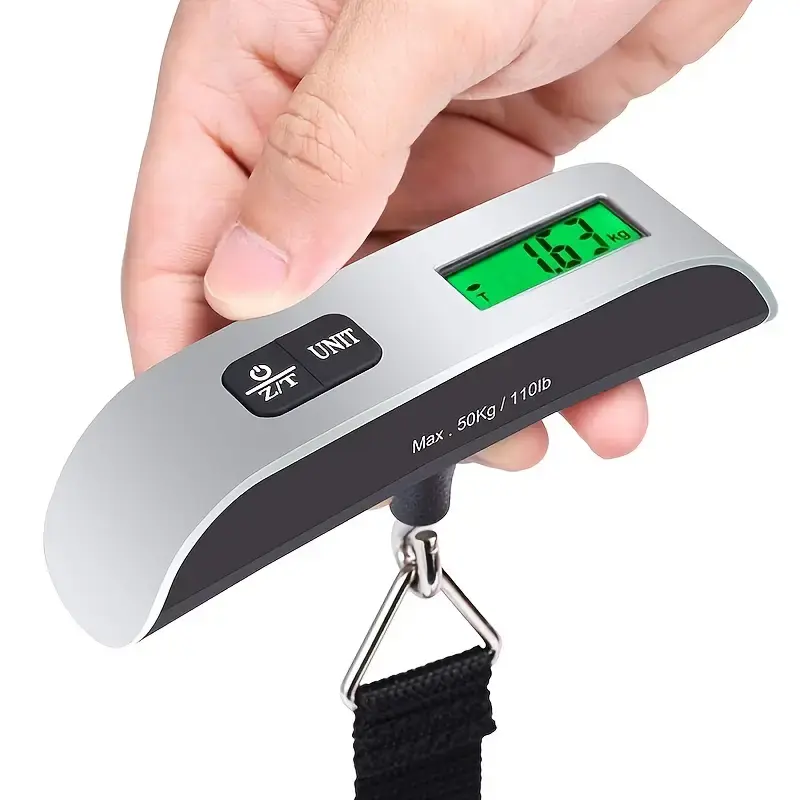 1pc Portable Scale Digital LCD Display 110lb/50kg Electronic Luggage Hanging Suitcase Travel Weighs Baggage Bag Weight Balance Tool,Travel luggage scale,Mini Highprecision hand scale,express spring scale,Hook scale,parcel scale,Lifting sclae