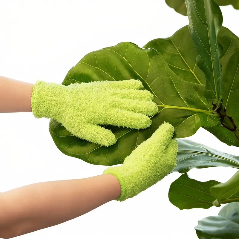 Bamworld Knit Gardening Gloves - 1 Pair Ambidextrous Microfiber Gloves with Elastic Cuff, Dust Removal, Leaf Cleaning, Gentle on Plants, Machine-Washable, Reusable, Cost-Effective, Low Waste Alternative, Indoor/Outdoor Use, Plant Enthusiast Gift