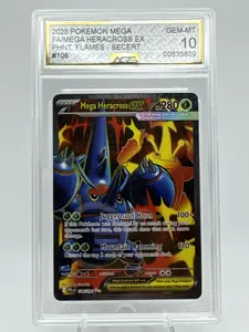 Graded AGS 10 Mega Heracross 2025 Phantasmal Flames 108 Holographic Pokemon Card