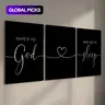 Wood Framed Canvas Wall Art, 3 Counts/set Give It To God and Go To Sleep Letter Pattern Printed Wall Decor, Wall Art for Home Living Room Bedroom Office Gallery, Ornaments #GLOBAL PICKS