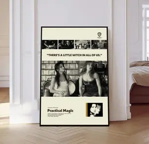 Practical Magic Poster, Practical Magic Movie Poster, Mid century Art, Retro Modern Poster, Black And White Poster, Vintage Movie Poster