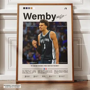 Victor Wembanyama Poster, NBA Rookie of the Year, Spurs Basketball Print, French Basketball Wall Art, San Antonio Decor, Wemby Basketball