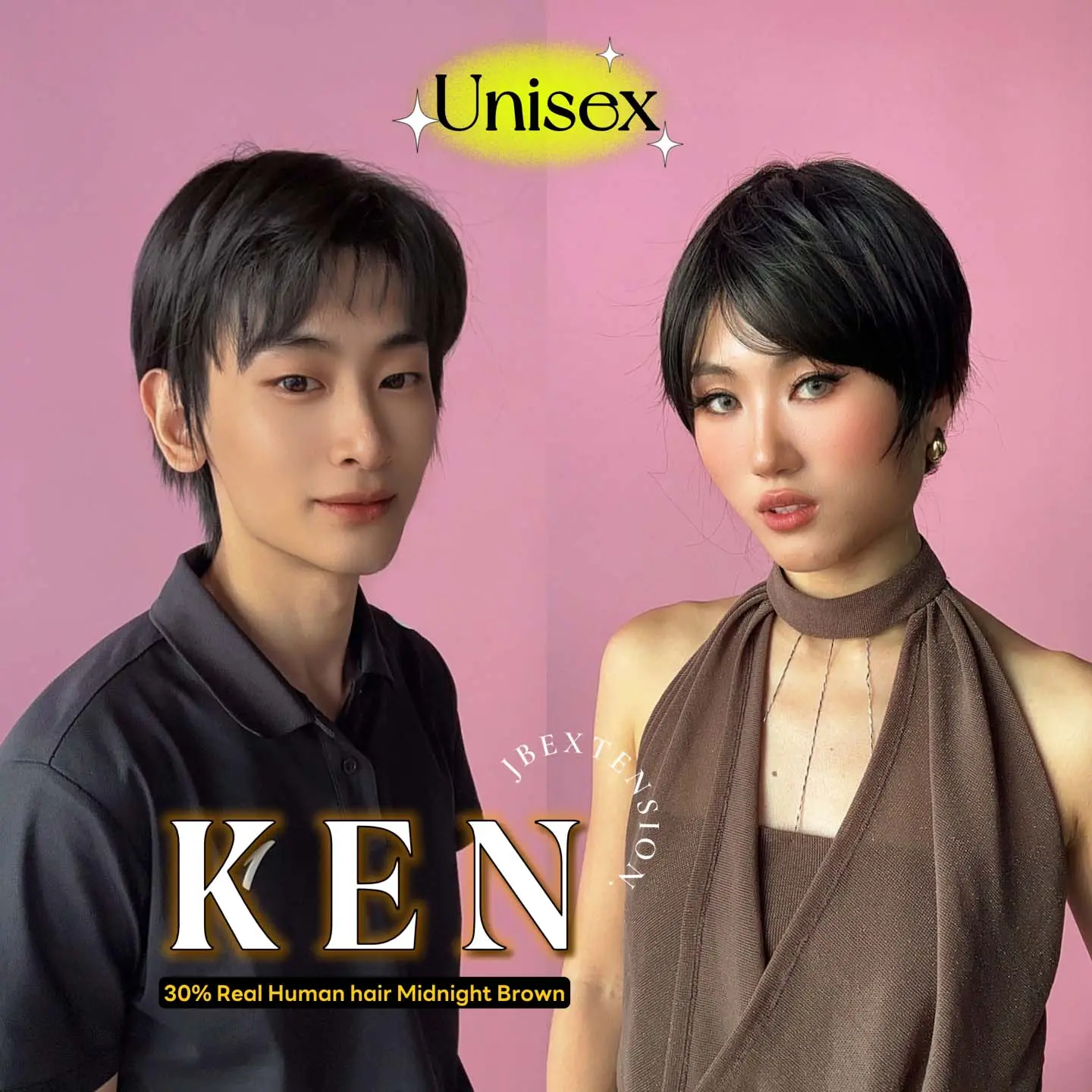 JBEXTENSION Short Hair Midnight Brown( Black/Brown) Unisex Wig Man Wig KEN