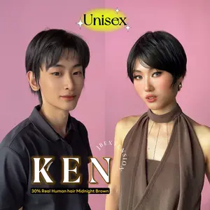 JBEXTENSION Short Hair Midnight Brown( Black/Brown) Unisex Wig Man Wig KEN