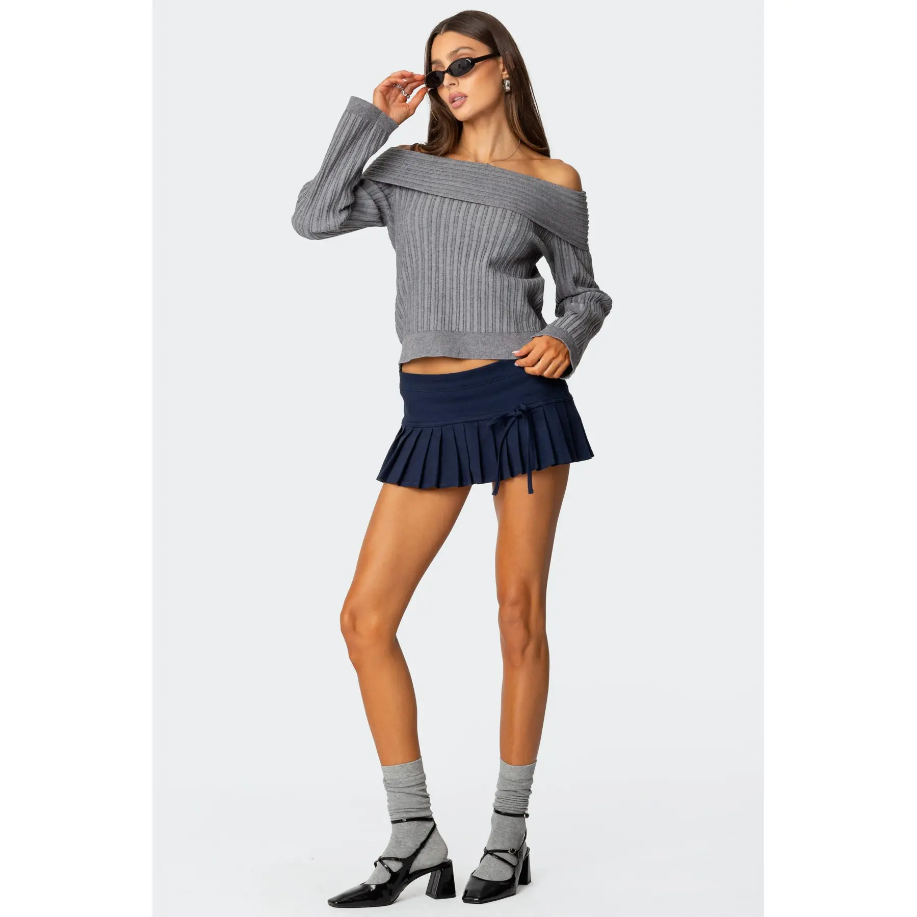 Side Bow Pleated Mini Skort