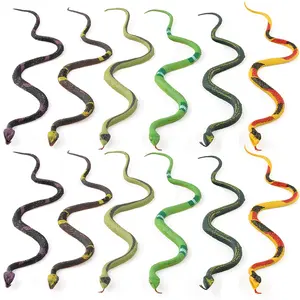 Fake Snakes 12 inches, Rubber Snake, Realistic Toy Snake, 12 pcs Plastic Snakes, 6, Great as Garden Props to Scare Birds, Squirrels, Mice, Pranks and Halloween Decoration