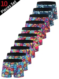 Men's 10 PCS/ Pack Tie Dye Boxer Briefs, Polyester Spandex Quick Dry Moisture Wicking, Breathable Soft Stretch No Ride Up Anti Chafe, Sports Gym Running Cycling Underwear, Big Tall Multipack Assorted Colors