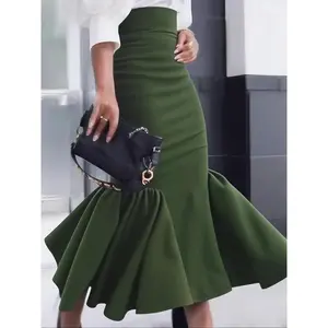 Elegant beauty fishtail skirt suitable for women, simple tight pleated skirt, party and lunch dresses, fashionable daily wear GARMENTARY