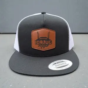 10LugMafia Leather Patch Hat - Black & White Trucker Cap with Authentic Snapback Closure for Stylish Outfits