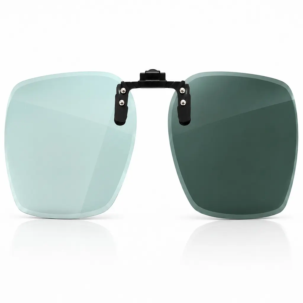 Women’s Photochromic Flip-Up Clip-On Sunglasses for Prescription Glasses, Lightweight Oversized Rimless Driving Shades for Travel and Outdoor Use