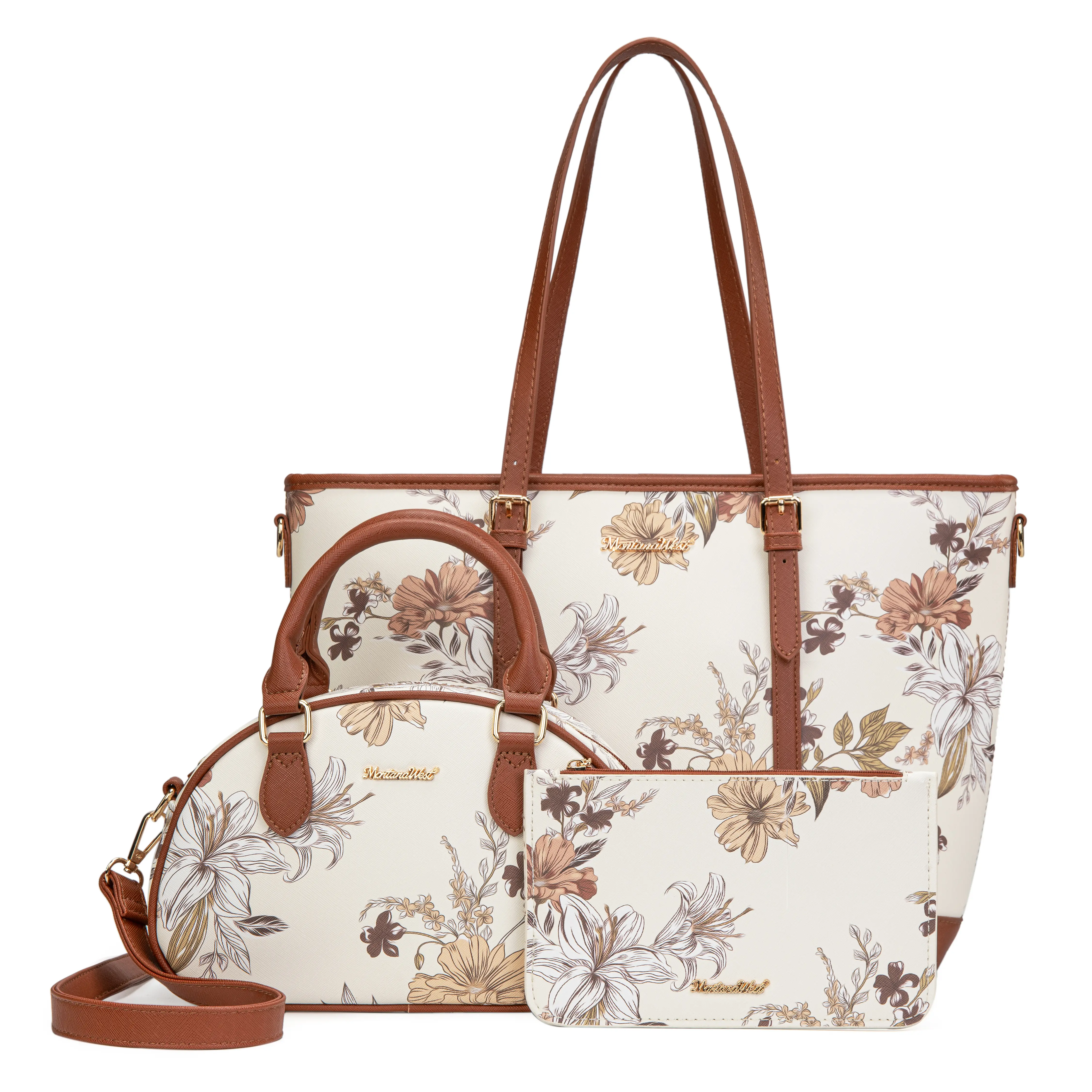 Montan West 3PCS Set Tote Bag With Crossbody Bag and Wallet