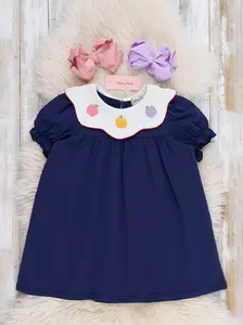 Colorful Apples Embroidered Cotton Dress