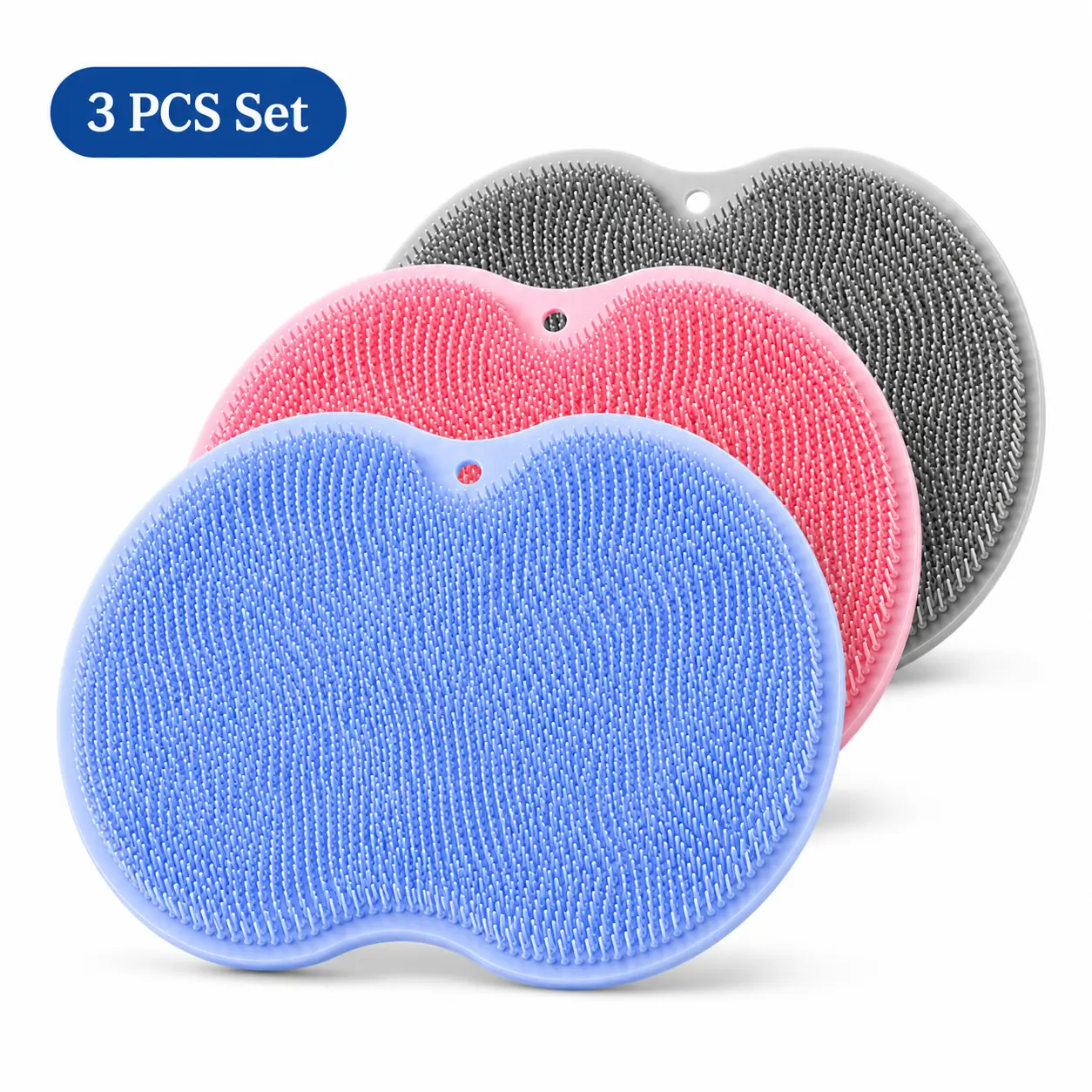 3PCS Shower Foot Scrubber Mats | Hands-Free Exfoliating Massage Pads with Strong Suction Cups for Dead Skin, Calluses, Dry Heels & At-Home Spa Care