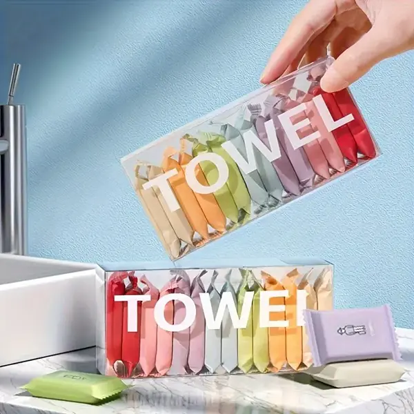 Compressed Towel Tablets, Magic Compressed Towel, 42-Count Disposable Face Towels, Disposable Face Towelettes for Travel & Camping, Soft Portable Washcloths, 9.4 x 11.8 Inches