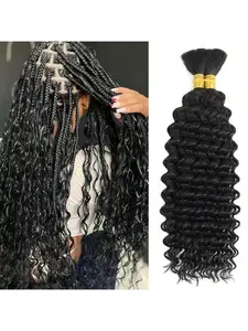 Human Braiding Hair For Boho Braids Curly 14-22 inch Full Bulk Human Hair For Braiding Wet Wavy 100g 2 Bundles No Weft Micro Braiding Hair Human Hair Extensions,Versatile Easy-to-Braid for Daily Wear