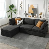 Black, 4 Seats, L-Shaped 