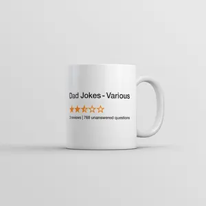 Dad Jokes Review Mug Funny Sarcastic Fathers Day Novelty Coffee Cup - 11oz Funny Coffee Mugs Ceramic Printed Drinkware Cup