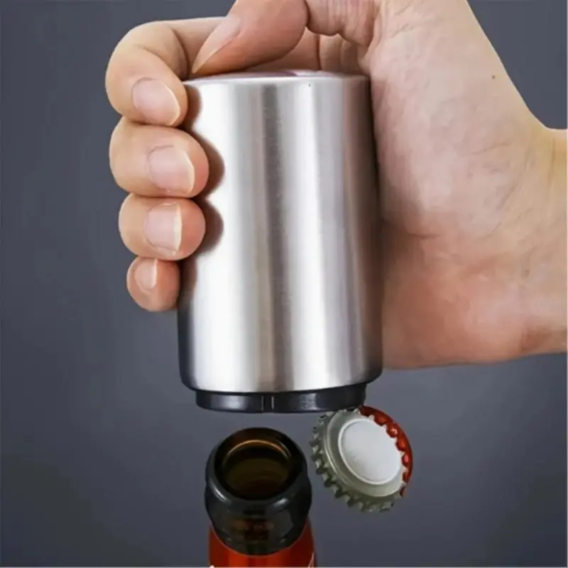 Magnetic Beer Bottle Opener, Stainless Steel Cap Remover with Pressure Release, Bar Kitchen Tool, Home Bar Accessories for Hotels, Parties, Restaurants