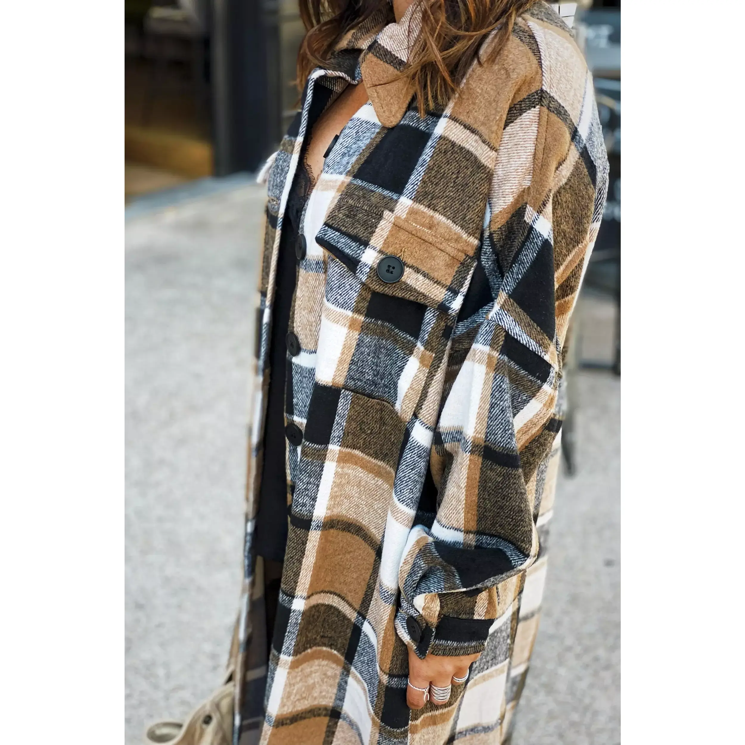 Plaid Flannel Shacket Jacket – Maxi Length, Oversized & Cozy for Women