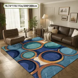 Velvet Soft Comfortable  Modern Circle Block Patch 2D Printing Rug Fashion Home Decor, Commercial Decor Carpet, Living Room Rug, Sofa Cushion Bedroom Rug, Bedside Blanket Door Entrance Mat, Dining Table Carpet