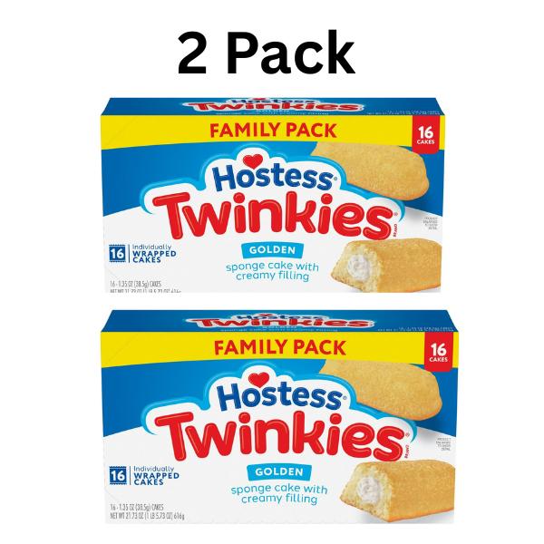 Hostess Twinkies Snack Cakes, Golden Sponge Cake with Crème Filling, 21.73 oz Box (16 Count)