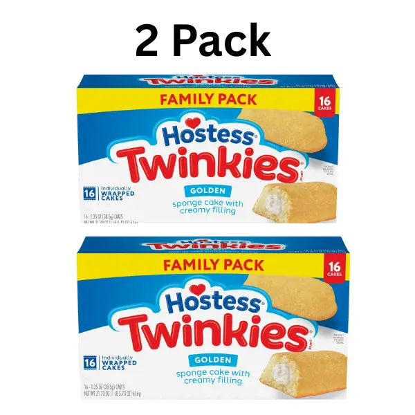 Hostess Twinkies Snack Cakes, Golden Sponge Cake with Crème Filling, 21.73 oz Box (16 Count)