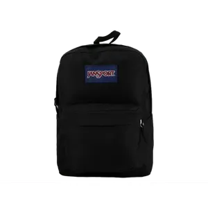 Jansport Super Break Plus Backpack - Black, 100% Recycled Polyester, Roomy Main Compartment, Bottle Pocket, Adjustable Straps, Webbing Handle
