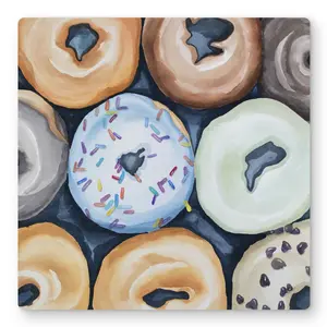 Begin Home Decor C1MP1616H544AL 16 x 16 in. Watercolor Doughnuts with Icing Wall Art - Metal Print Home Decor