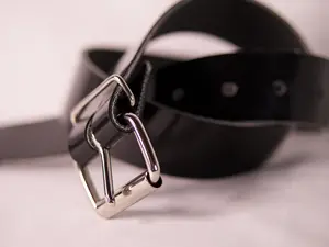 The Classic Black Held Vegan Belt with Nickel Roller Buckle