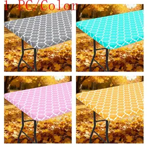 1 PC Moroccan Geometric Fitted Rectangular Table Cover Tablecloth for Outdoor Garden Patio Picnic Camping