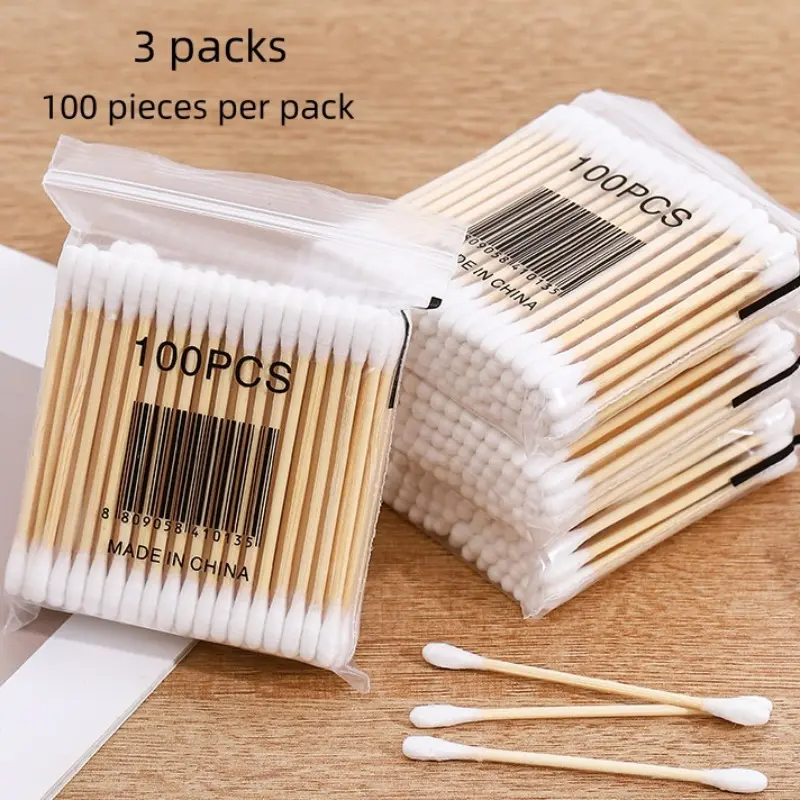 3 Pack Cotton Swabs with Dual Tips, Unscented, Low-Allergen Beauty Makeup and Ear Cleaning Swabs, Multi-Purpose Disposable Cotton Swabs for Personal Care