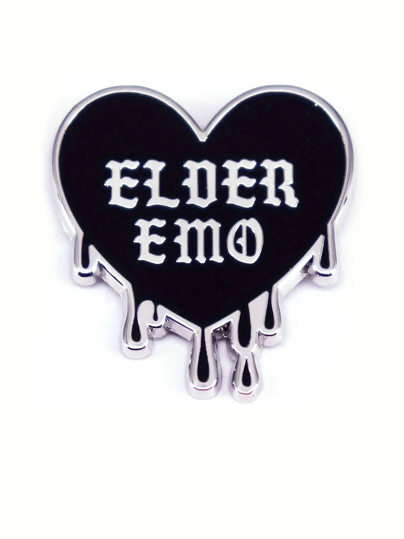 [1pc Gothic Brooch] Chilling Halloween 1pc Elder Emo Gothic Aesthetic Black Heart-Shaped Enamel Alloy Brooch Pin for Women