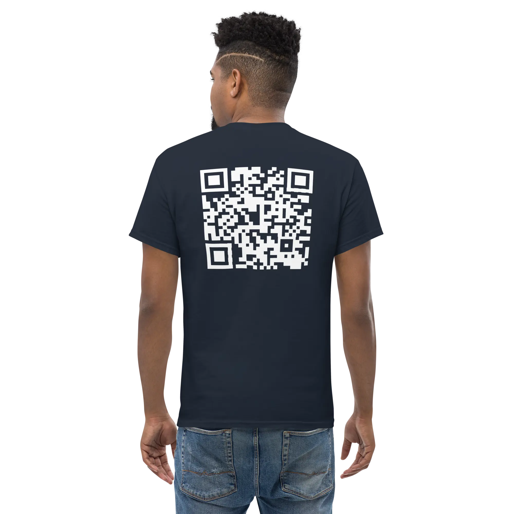 QR Code T-shirt – The Only Real Full-Control, Unlimited Update URL Tee” Menswear Streetwear Cotton Fabric