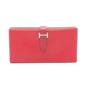 Pre-owned HERMÈS Calfskin Small Leather Goods Hermes Bearn Soufflet Epsom Leather Long Wallet