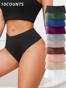 10 Pack Women's High Waist Seamless Underwear, Fitted, No Roll Down & No Slipping, Available in 10 Comfortable Colors