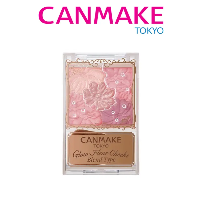 CANMAKE Glow Fleur Cheeks Blendable Blush Powder - Plant-Infused, Talc-Free, Gentle, Moisturizing, Sheer Matte, Smooth, Polymethylsilsesquioxane-Infused, Luminous Sheen, Flawless Pearl Finish Cosmetic with Beautifying Agents for Adults (Aesthetic Glow)