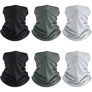 6 Pack Cooling Neck Gaiter Face Cover, Breathable UV Protection Face Mask Bandana for Outdoor Sports, Fishing, Cycling, Running and Summer Sun Protection