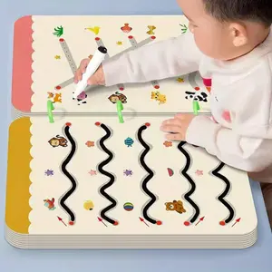 96-Page Reusable Magic Tracking Workbook for Kids, Drawing & Control Training, Bold Lines, Educational Diary, Notebook, Assorted Colors, Paper Material, Standard Size, Educational Toys & Games for Winter Ramadan Mubarak Perfect Gift