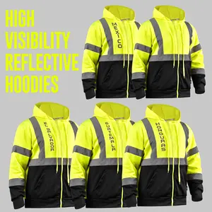 Fury's Full-Zip High Visibility Reflective Safety Hoodie Jacket - Representing Men and Women of Mexico, Honduras, El Salvador, and Guatemala in Style Menswear Coats Outdoor Day Fashion Long Sleeve