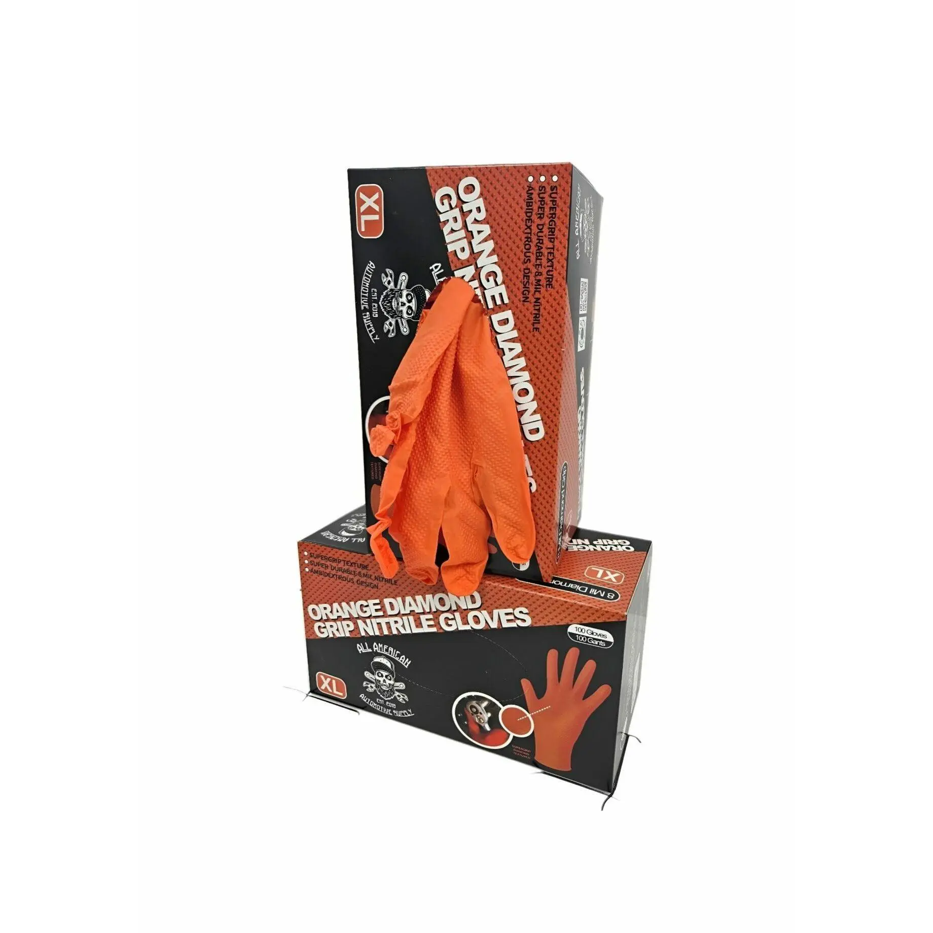 Orange A3Supply Diamond Grip Nitrile 8MIL. Glove, 1000count, X-Large