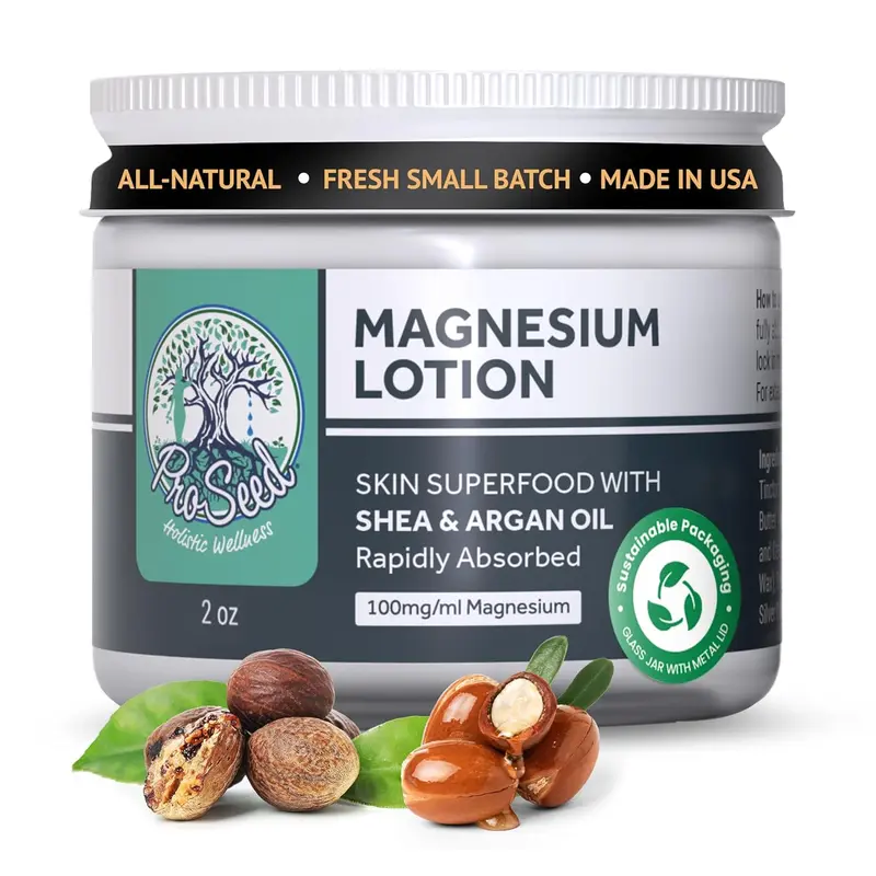 All-Natural Magnesium Lotion 3000MG/oz - Vegan, Handmade, Non-GMO, Rejuvenating, Sleep Enhancing, Body Care with Aloe, Moisturizing & Skin Repair