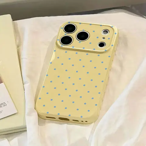 Polka Dot & Heart Themed Protective Cellphone Case - Slim, Lightweight, Scratch-Res., Everyday Use Cover for iPhone 13,14,15,16,17, Minimalist Cute Mobile Phone Accessories Casing