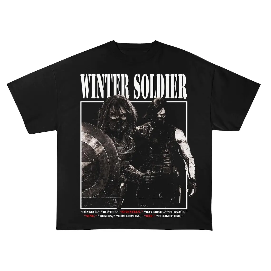 Vintage Winter Soldier T-Shirt Bucky Barnes Retro 90s Tee The Winter Soldier 1917 Black Graphic Bootleg Tee