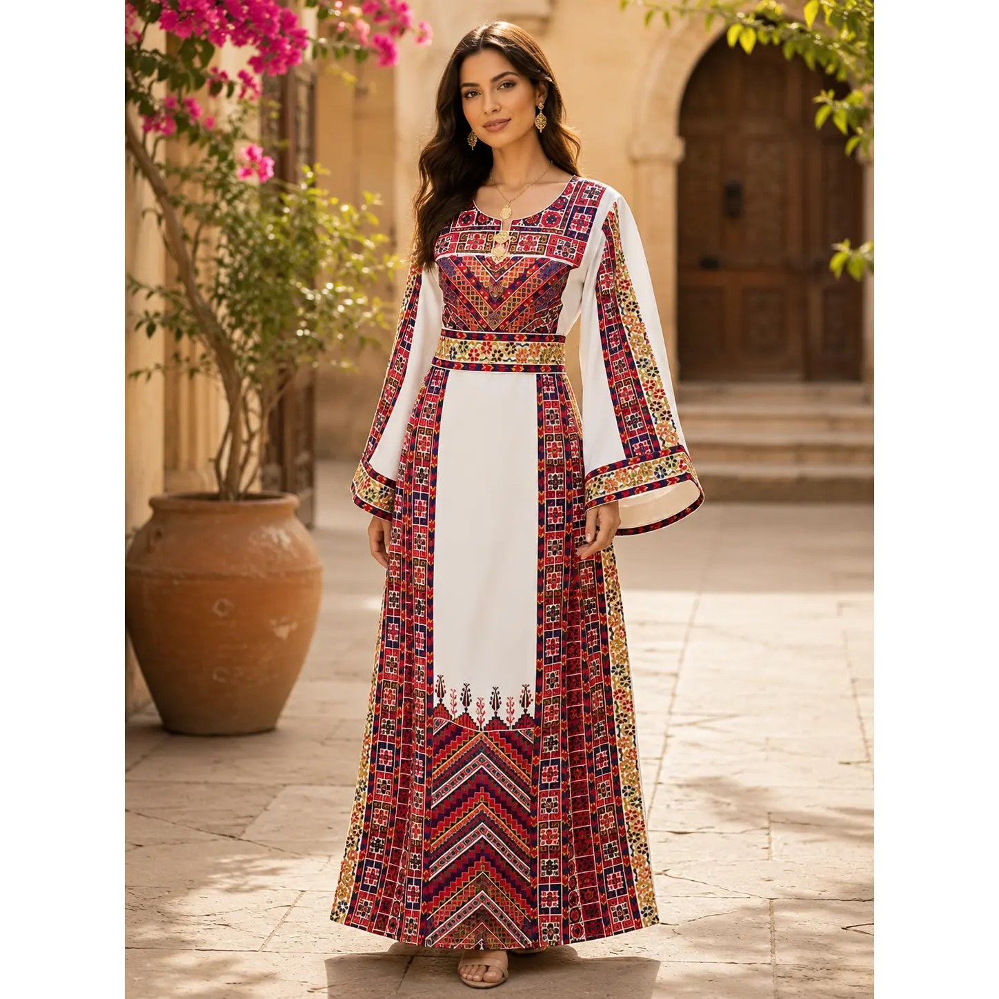 Azhar Atameen Embroidered Thoub by Palestinian Elegance