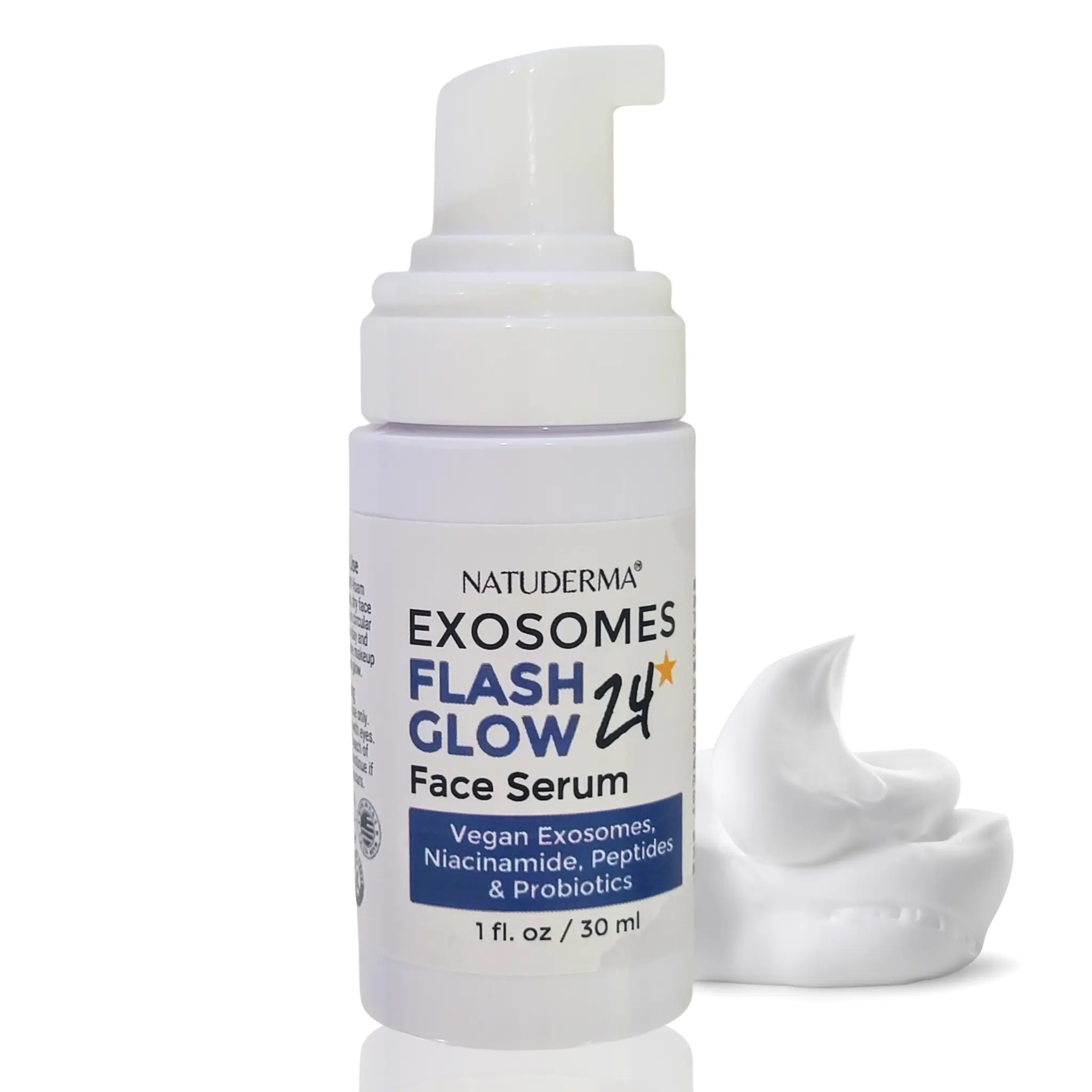FLASH GLOW24 – Foaming Exosome & Peptide Serum | Glass Skin Glow Serum with Niacinamide | Natuderma
